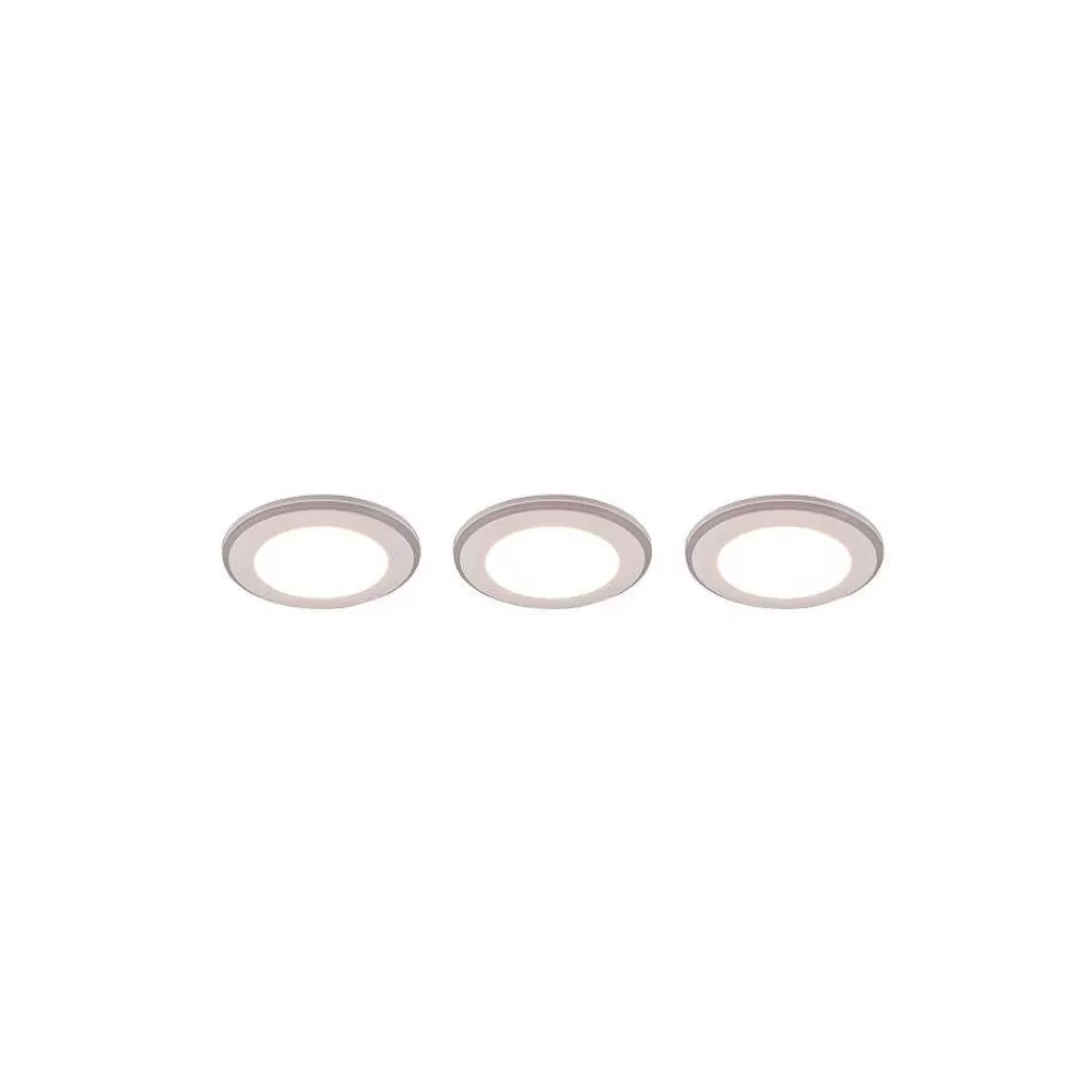 Luminaires Trio Spot Encastrable - Kit De 3 Trio Argus Led Blanc, 6 Lumieres, Telecommandes, Changeur De Couleurs