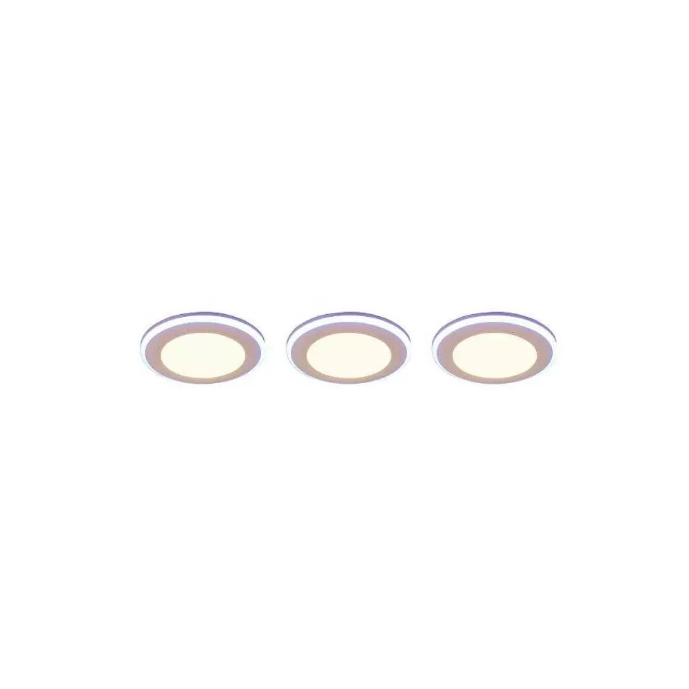 Luminaires Trio Spot Encastrable - Kit De 3 Trio Argus Led Blanc, 6 Lumieres, Telecommandes, Changeur De Couleurs