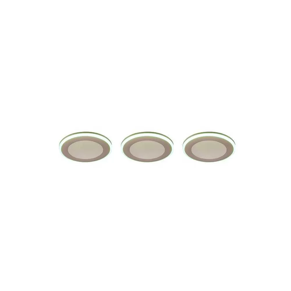 Luminaires Trio Spot Encastrable - Kit De 3 Trio Argus Led Blanc, 6 Lumieres, Telecommandes, Changeur De Couleurs