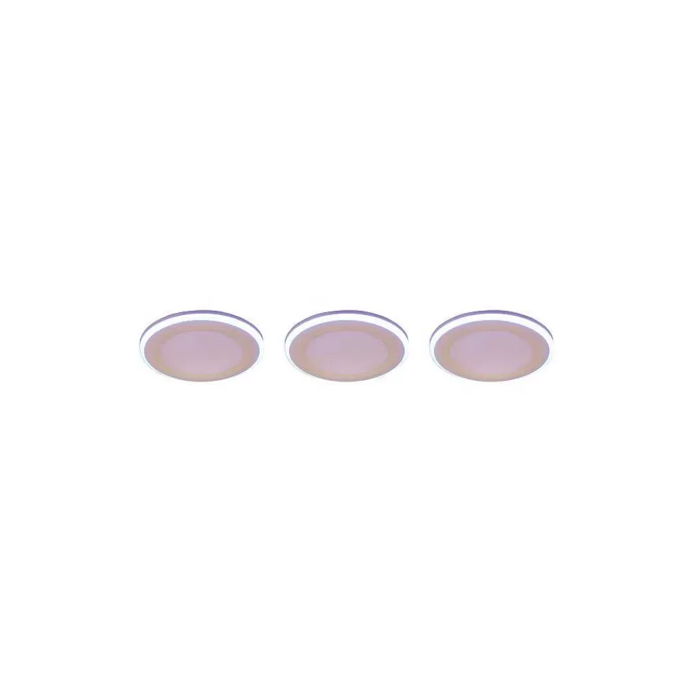 Luminaires Trio Spot Encastrable - Kit De 3 Trio Argus Led Blanc, 6 Lumieres, Telecommandes, Changeur De Couleurs