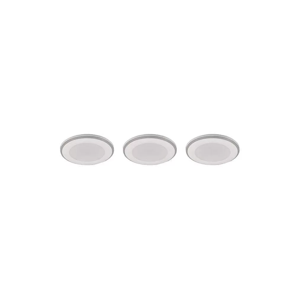 Luminaires Trio Spot Encastrable - Kit De 3 Trio Argus Led Blanc, 6 Lumieres, Telecommandes, Changeur De Couleurs