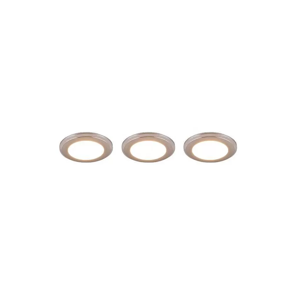 Luminaires Trio Spot Encastrable - Kit De 3 Trio Argus Led Chrome, 6 Lumieres, Telecommandes, Changeur De Couleurs