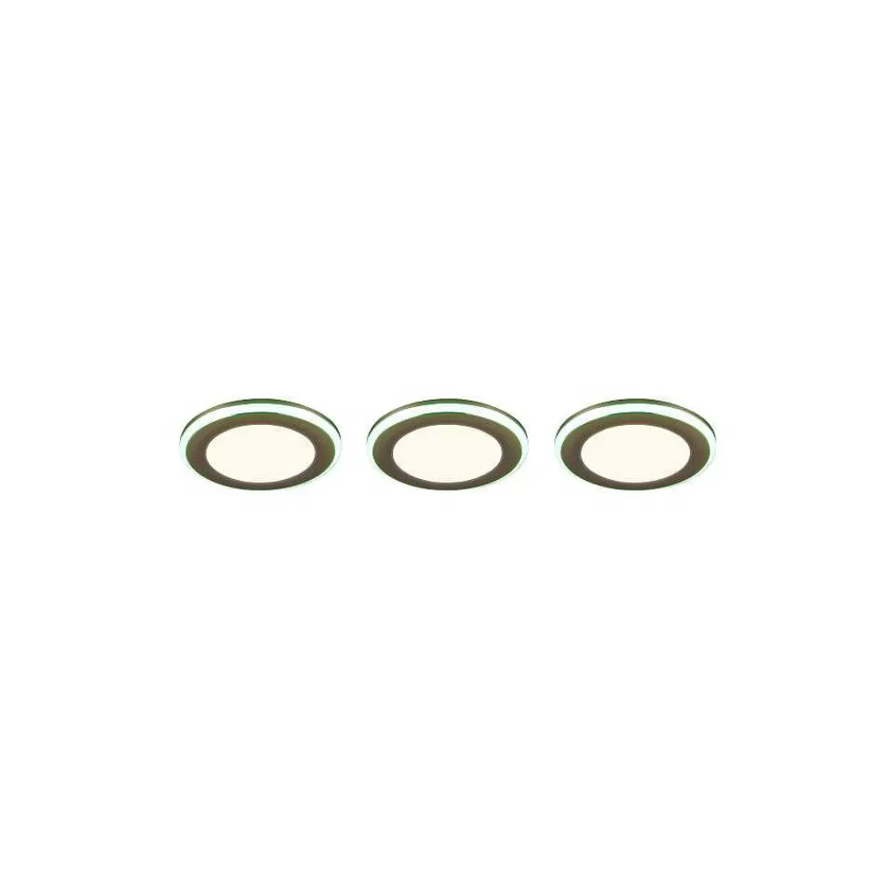 Luminaires Trio Spot Encastrable - Kit De 3 Trio Argus Led Chrome, 6 Lumieres, Telecommandes, Changeur De Couleurs
