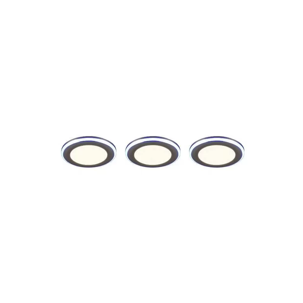 Luminaires Trio Spot Encastrable - Kit De 3 Trio Argus Led Chrome, 6 Lumieres, Telecommandes, Changeur De Couleurs