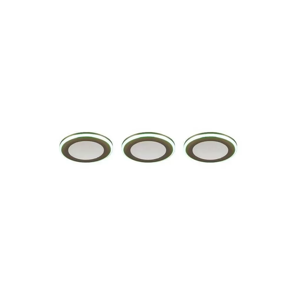 Luminaires Trio Spot Encastrable - Kit De 3 Trio Argus Led Chrome, 6 Lumieres, Telecommandes, Changeur De Couleurs