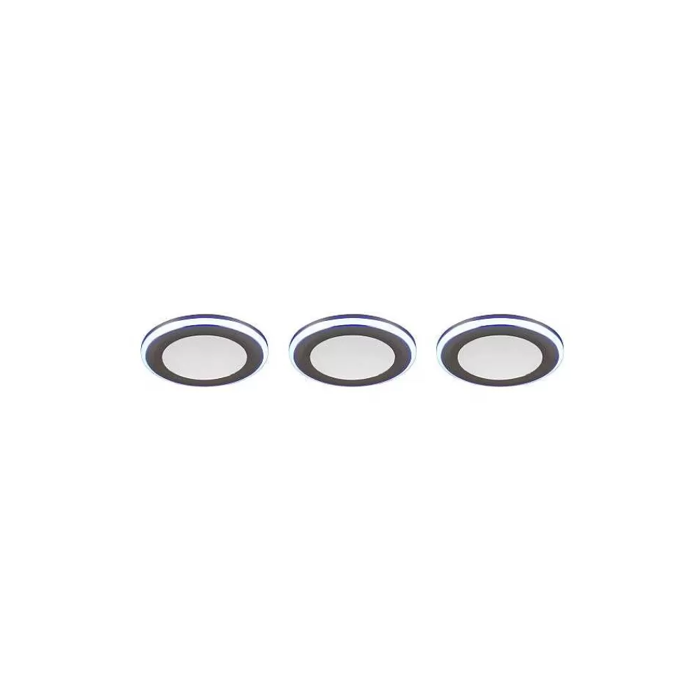 Luminaires Trio Spot Encastrable - Kit De 3 Trio Argus Led Chrome, 6 Lumieres, Telecommandes, Changeur De Couleurs