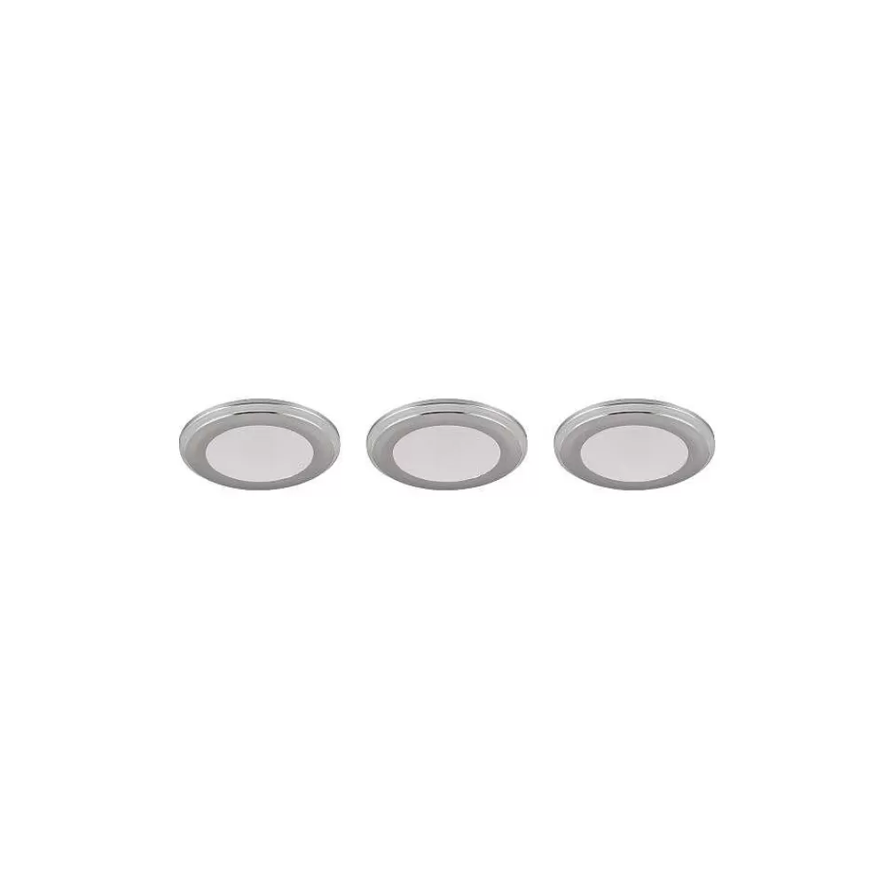 Luminaires Trio Spot Encastrable - Kit De 3 Trio Argus Led Chrome, 6 Lumieres, Telecommandes, Changeur De Couleurs