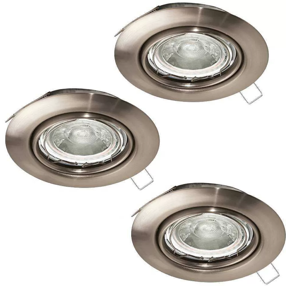 Luminaires Eglo Spot Encastrable Eglo Mazuby Led Nickel Mat, 3 Lumieres