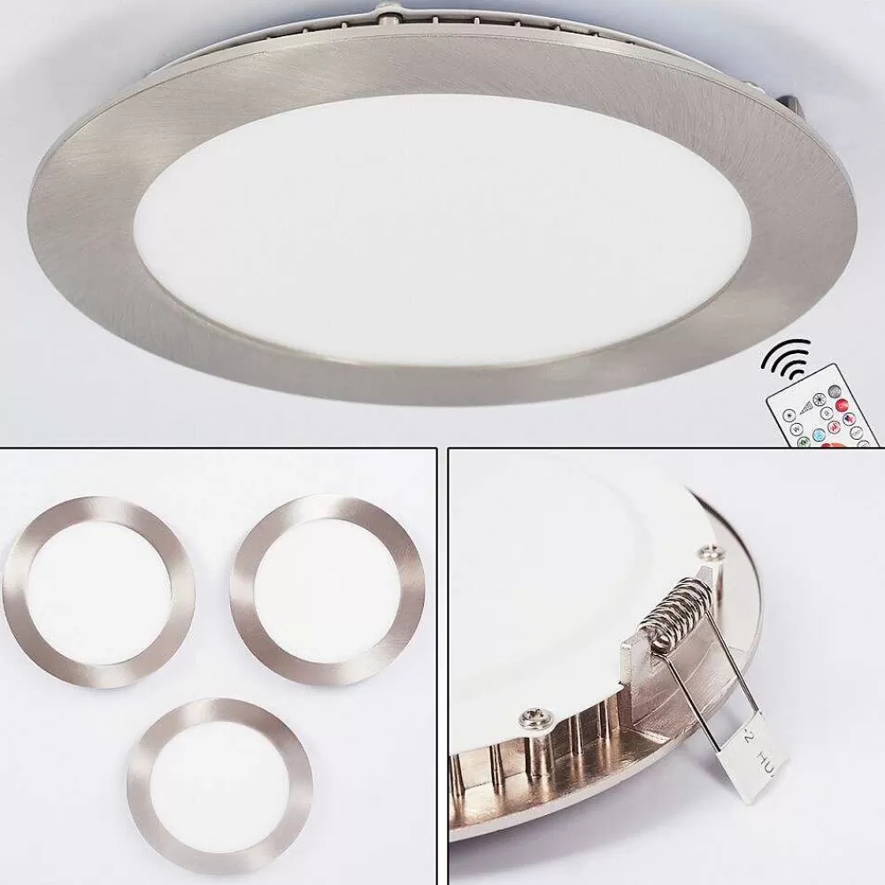 hofstein Spot Encastrable Finsrud Led Nickel Mat, 1 Lumiere, Telecommandes, Changeur De Couleurs