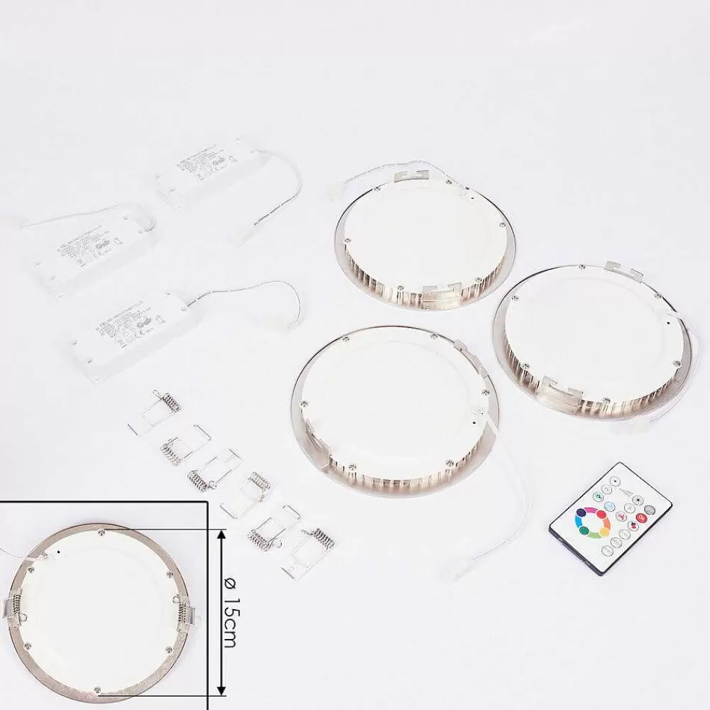 hofstein Spot Encastrable Finsrud Led Nickel Mat, 1 Lumiere, Telecommandes, Changeur De Couleurs