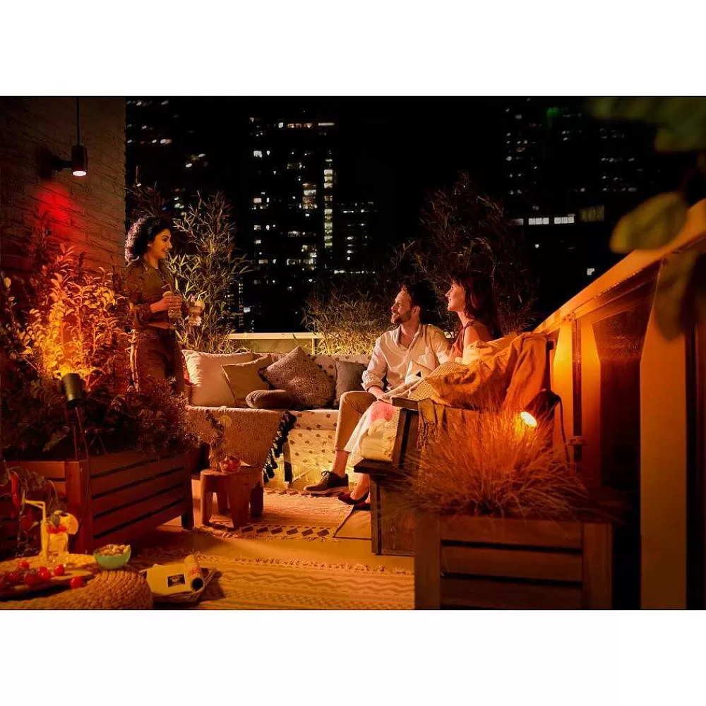 Luminaires Philips Spot, Set D'Extension Philips Hue Ambiance White & Color Waca Lily Led Noir, 1 Lumiere, Changeur De Couleurs