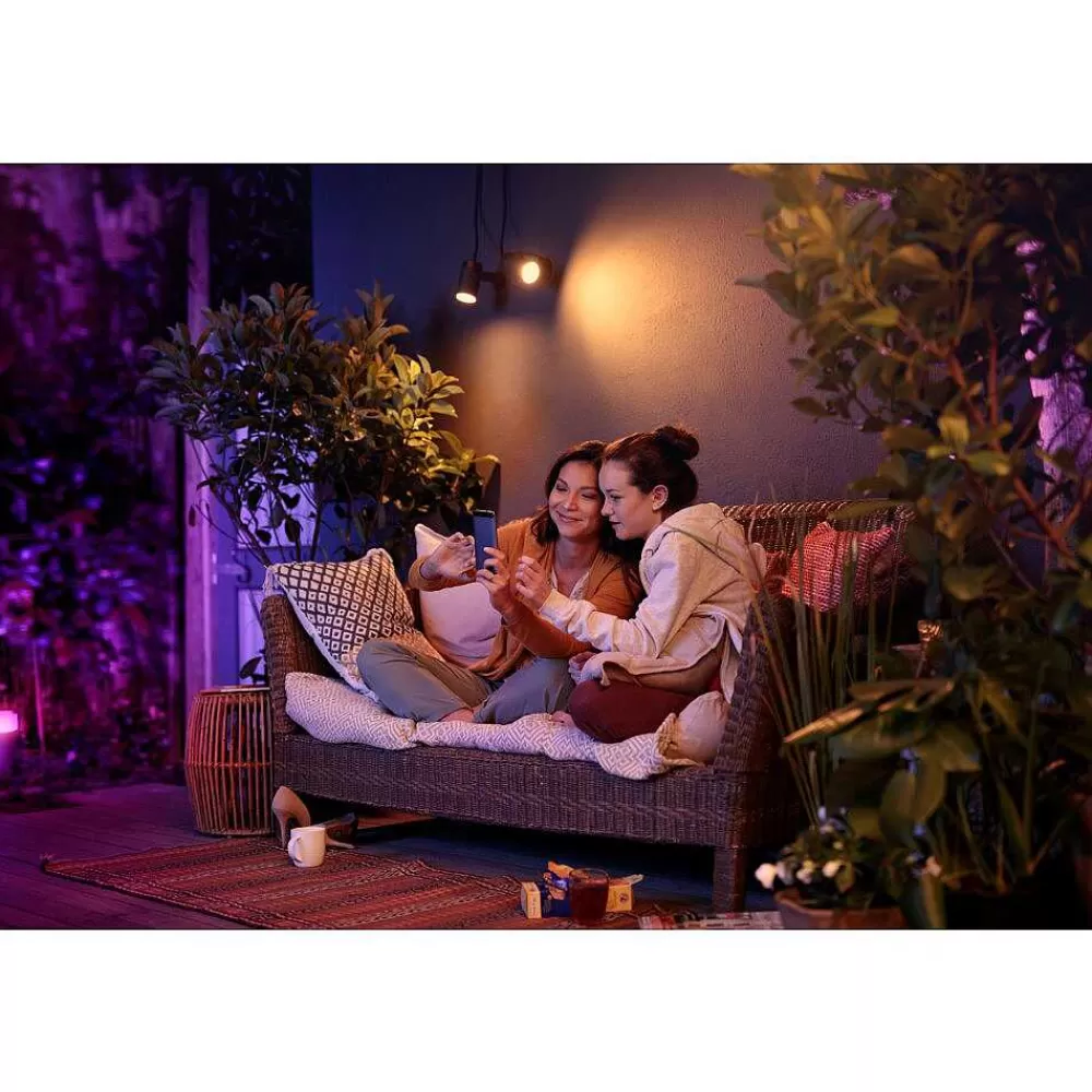 Luminaires Philips Spot, Set D'Extension Philips Hue Ambiance White & Color Waca Lily Led Noir, 1 Lumiere, Changeur De Couleurs