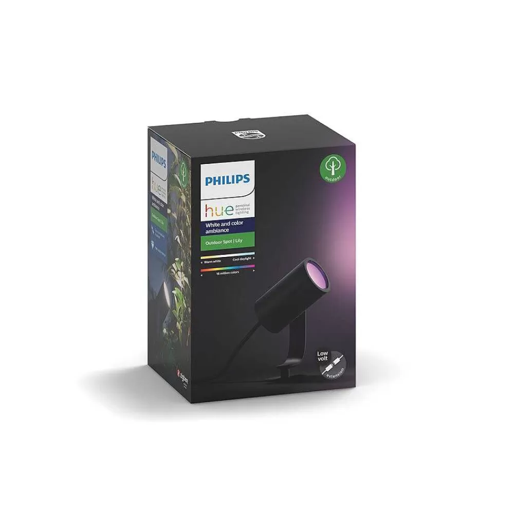 Luminaires Philips Spot, Set D'Extension Philips Hue Ambiance White & Color Waca Lily Led Noir, 1 Lumiere, Changeur De Couleurs