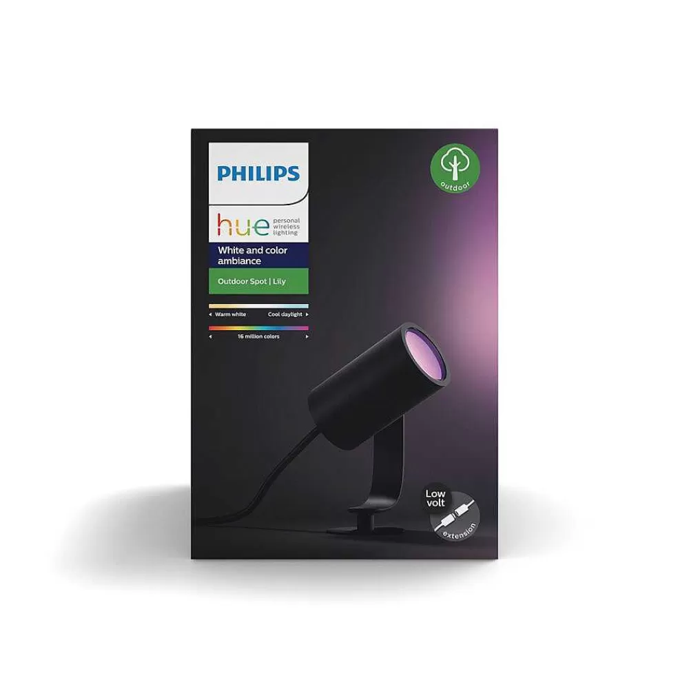 Luminaires Philips Spot, Set D'Extension Philips Hue Ambiance White & Color Waca Lily Led Noir, 1 Lumiere, Changeur De Couleurs