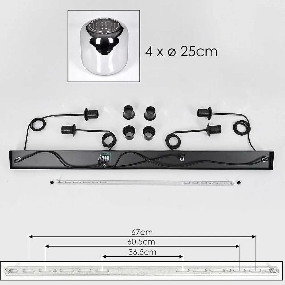 hofstein Suspension - Verre Lauden Chrome, Fume, 4 Lumieres