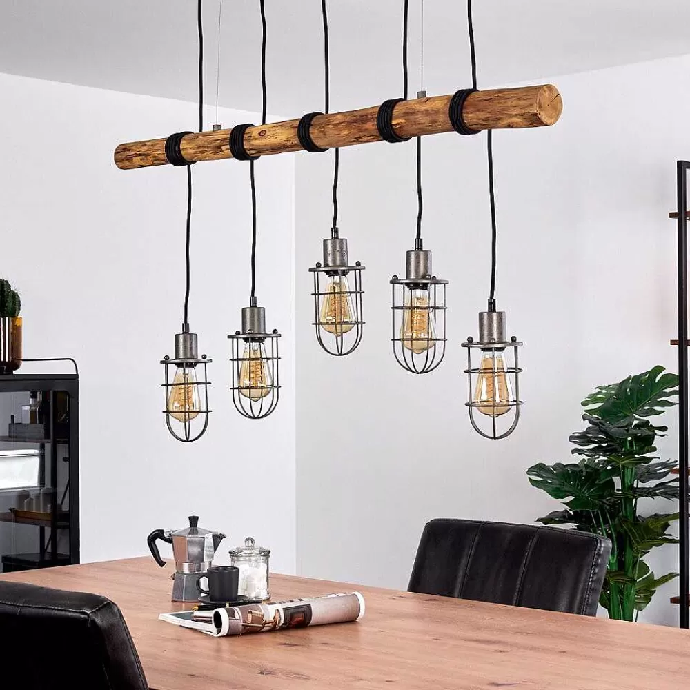 hofstein Suspension Adama Bois Fonce, Noir, 5 Lumieres