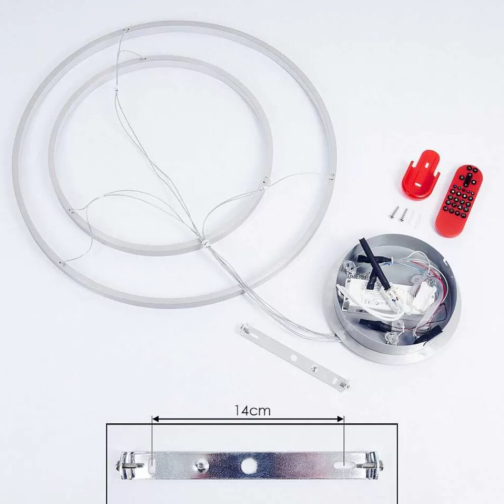 hofstein Suspension Canisteo Led Argente, 2 Lumieres, Telecommandes, Changeur De Couleurs