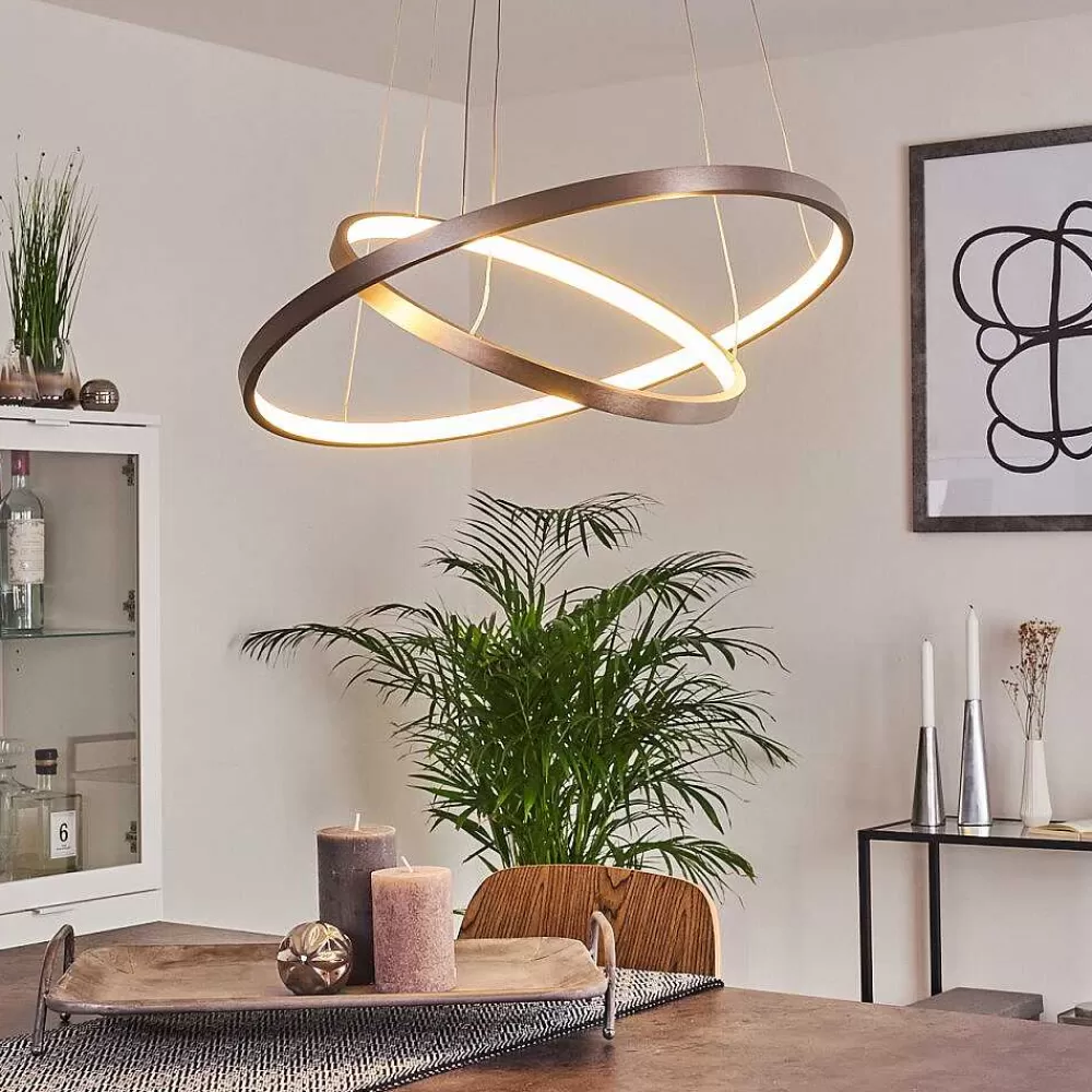 hofstein Suspension Canisteo Led Argente, 2 Lumieres, Telecommandes, Changeur De Couleurs