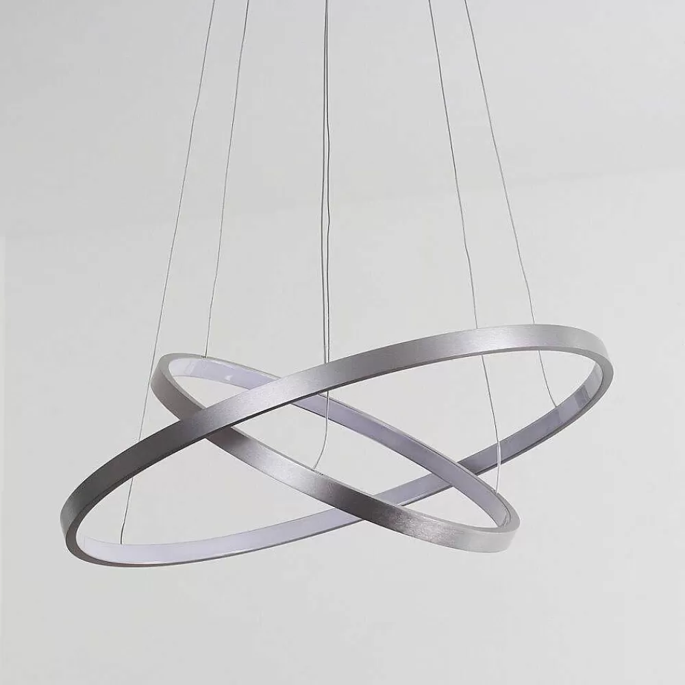 hofstein Suspension Canisteo Led Argente, 2 Lumieres, Telecommandes, Changeur De Couleurs