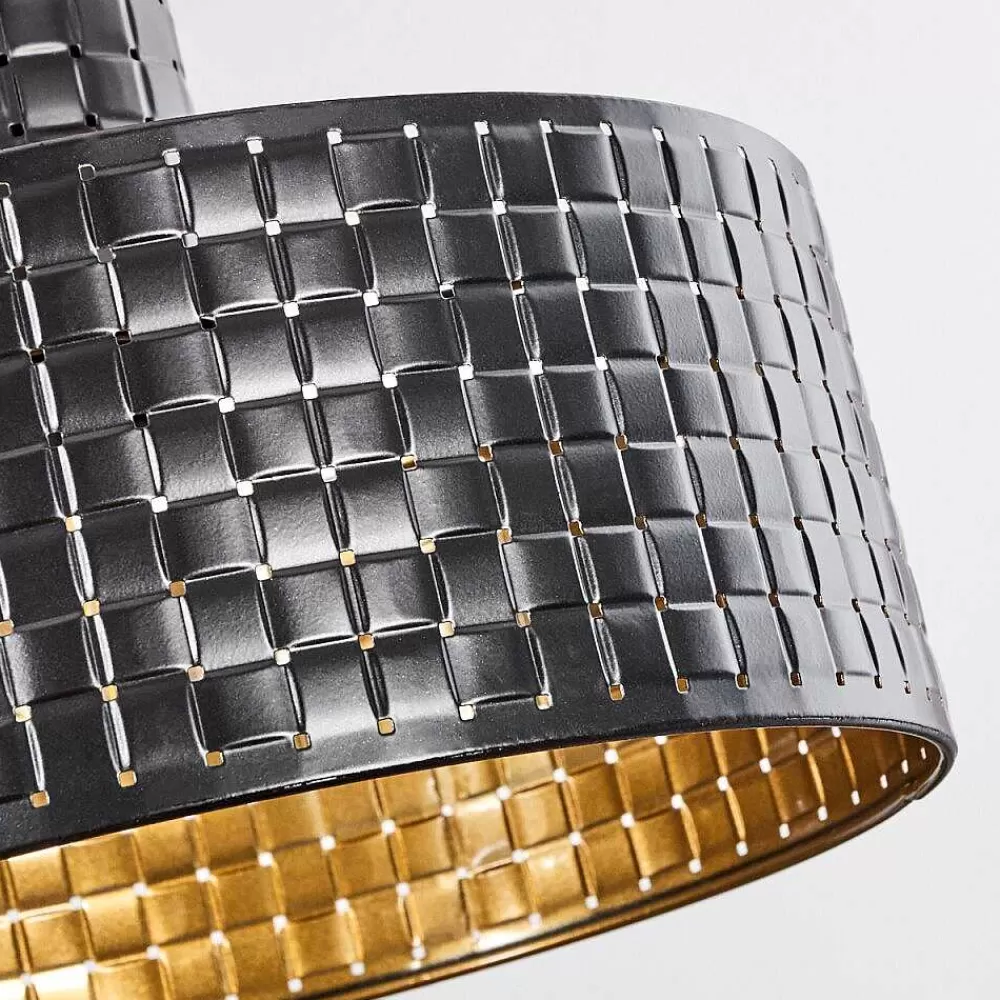 hofstein Suspension Chabian Brun, Couleur Bois, Noir, 3 Lumieres
