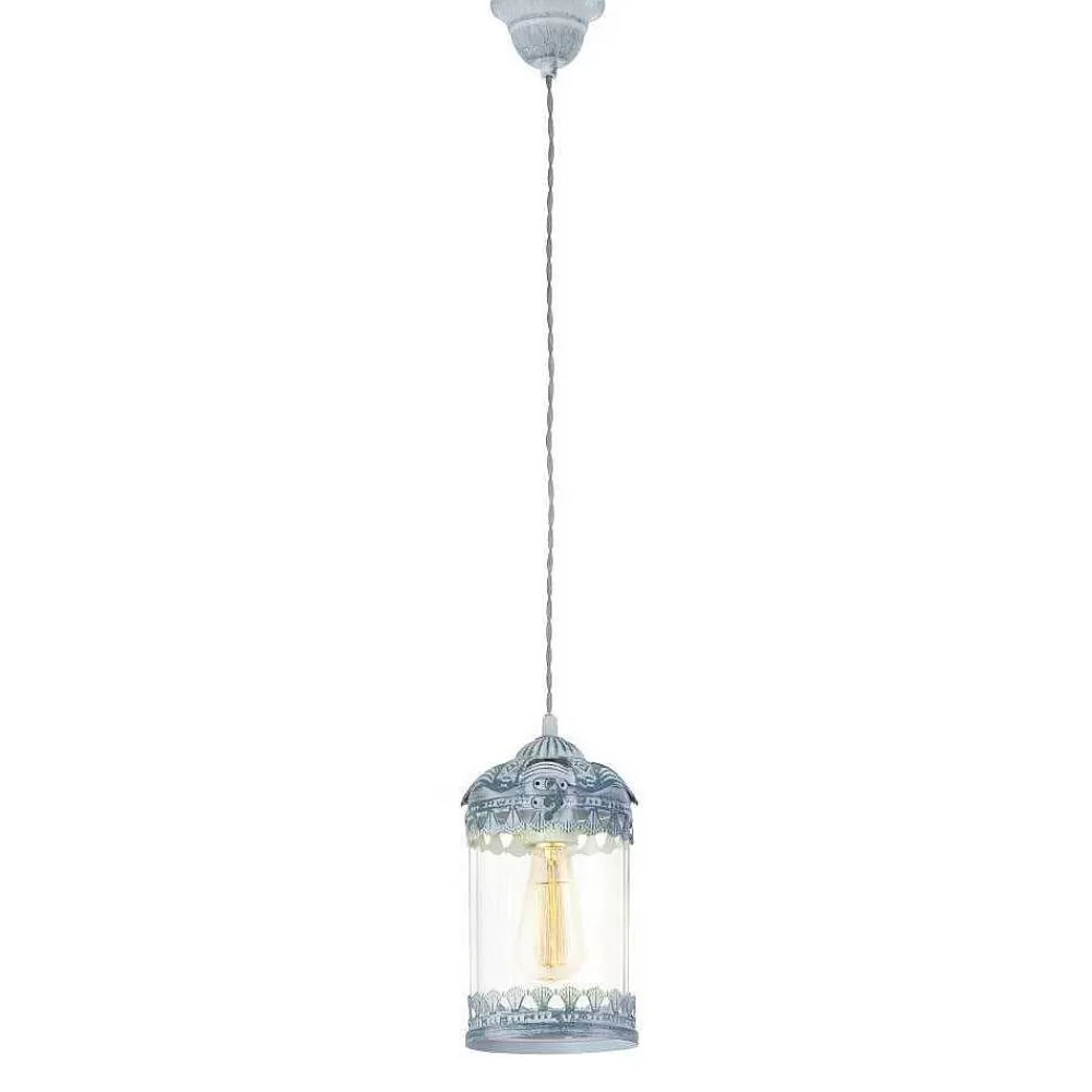 Luminaires Eglo Suspension Eglo Langham Bleu, Gris, 1 Lumiere