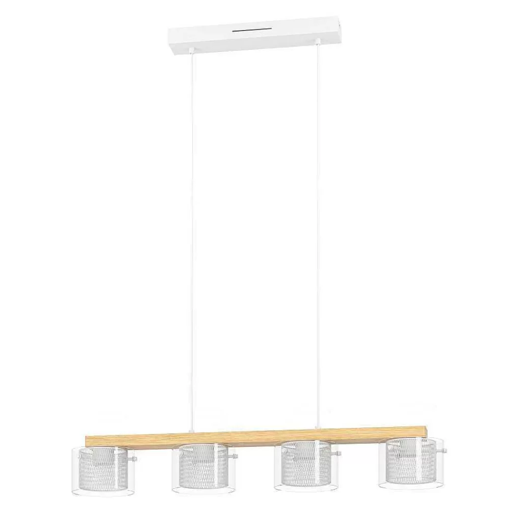 Luminaires Eglo Suspension Eglo Portico-Z Led Ecru, 4 Lumieres, Changeur De Couleurs