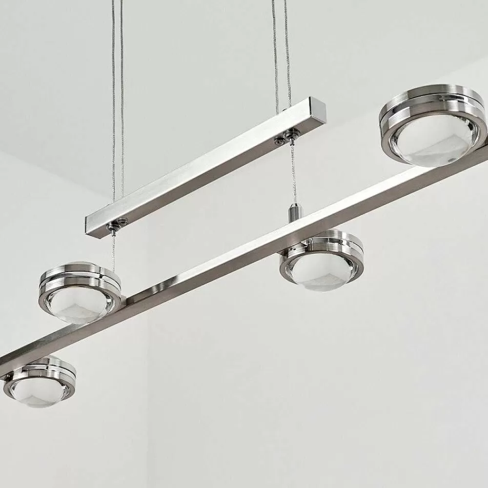 hofstein Suspension Fernandaires Led Nickel Mat, 12 Lumieres