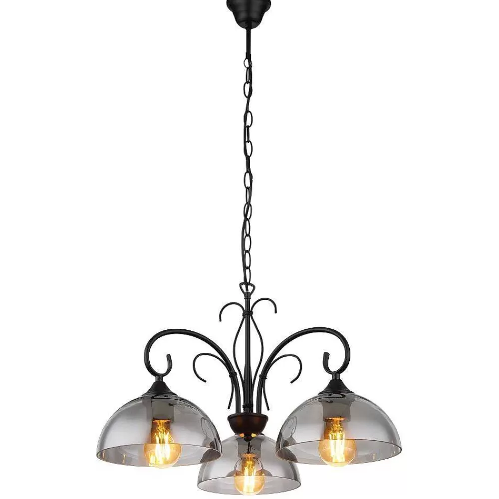 Luminaires Globo Lighting Suspension Globo Cottage Noir, 3 Lumieres
