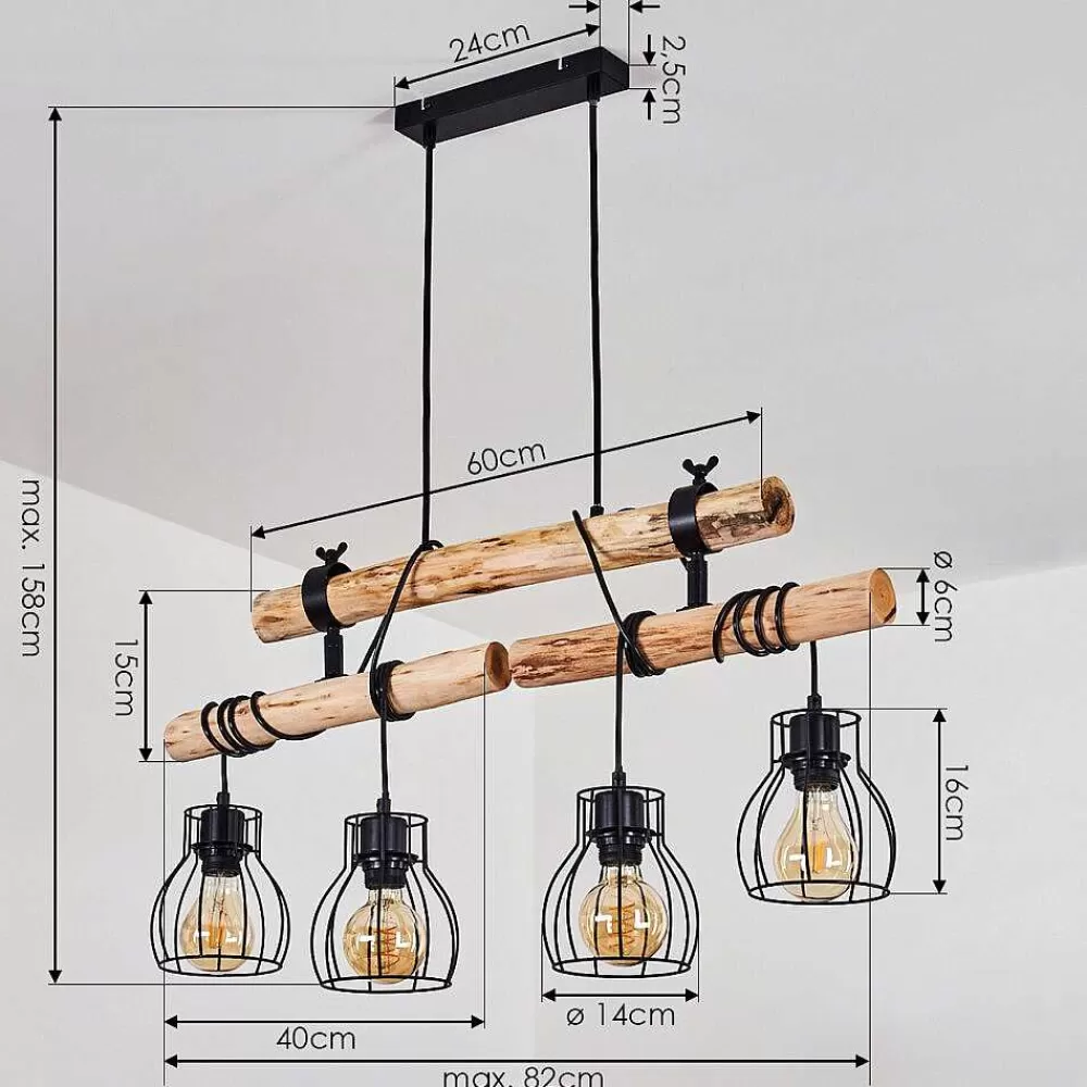 hofstein Suspension Gondo Bois Fonce, Noir, 4 Lumieres