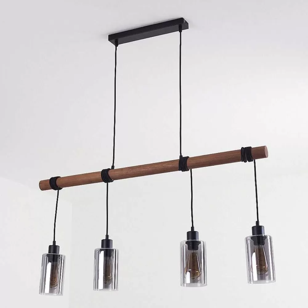 hofstein Suspension Hunouri Bois Fonce, Noir, 4 Lumieres