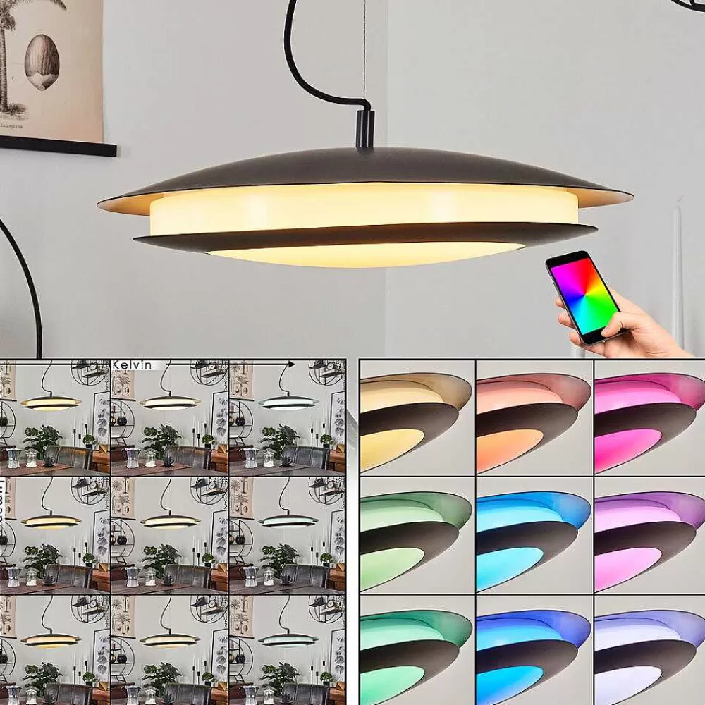 hofstein Suspension Ittingen Led Noir, 1 Lumiere, Changeur De Couleurs