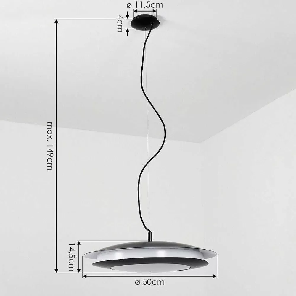 hofstein Suspension Ittingen Led Noir, 1 Lumiere, Changeur De Couleurs