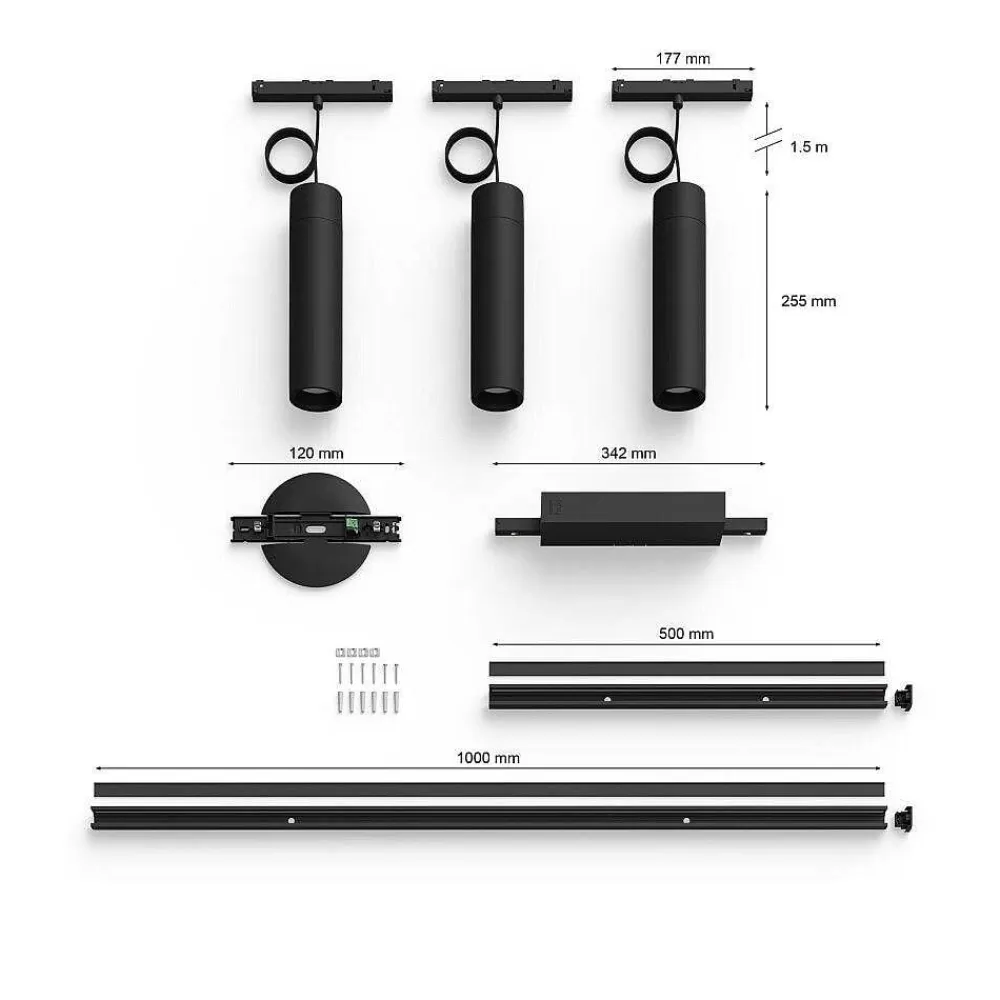 Luminaires Philips Suspension Kit De Base X 3 Philips Hue Perifo Led Noir, 3 Lumieres, Changeur De Couleurs