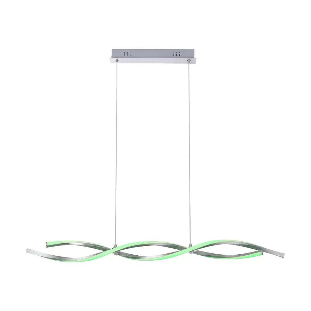 Luminaires Leuchten Direkt Suspension Leuchten-Direkt Lolasmart-Swing Led Acier Brosse, 2 Lumieres, Telecommandes, Changeur De Couleurs