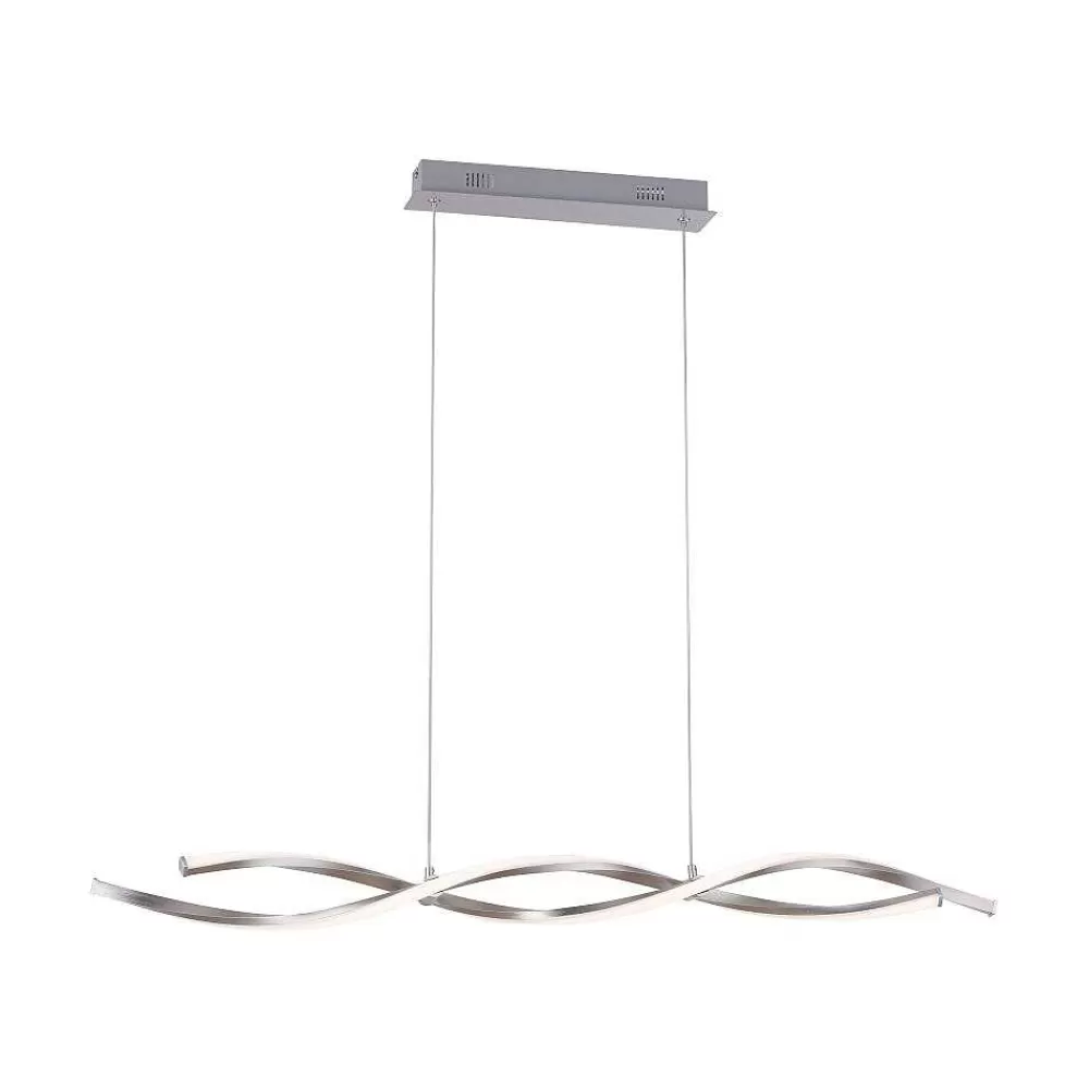 Luminaires Leuchten Direkt Suspension Leuchten-Direkt Lolasmart-Swing Led Acier Brosse, 2 Lumieres, Telecommandes, Changeur De Couleurs