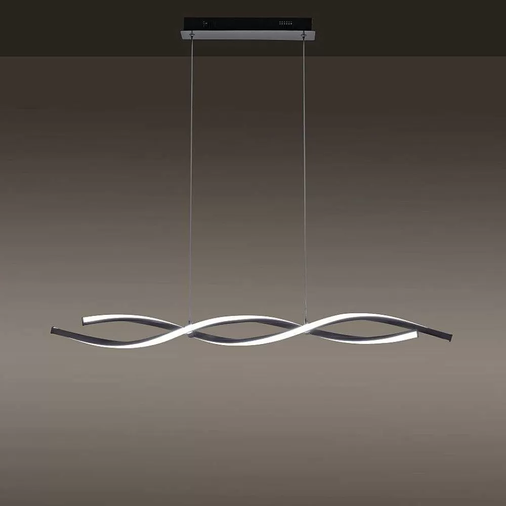 Luminaires Leuchten Direkt Suspension Leuchten-Direkt Lolasmart-Swing Led Acier Brosse, 2 Lumieres, Telecommandes, Changeur De Couleurs