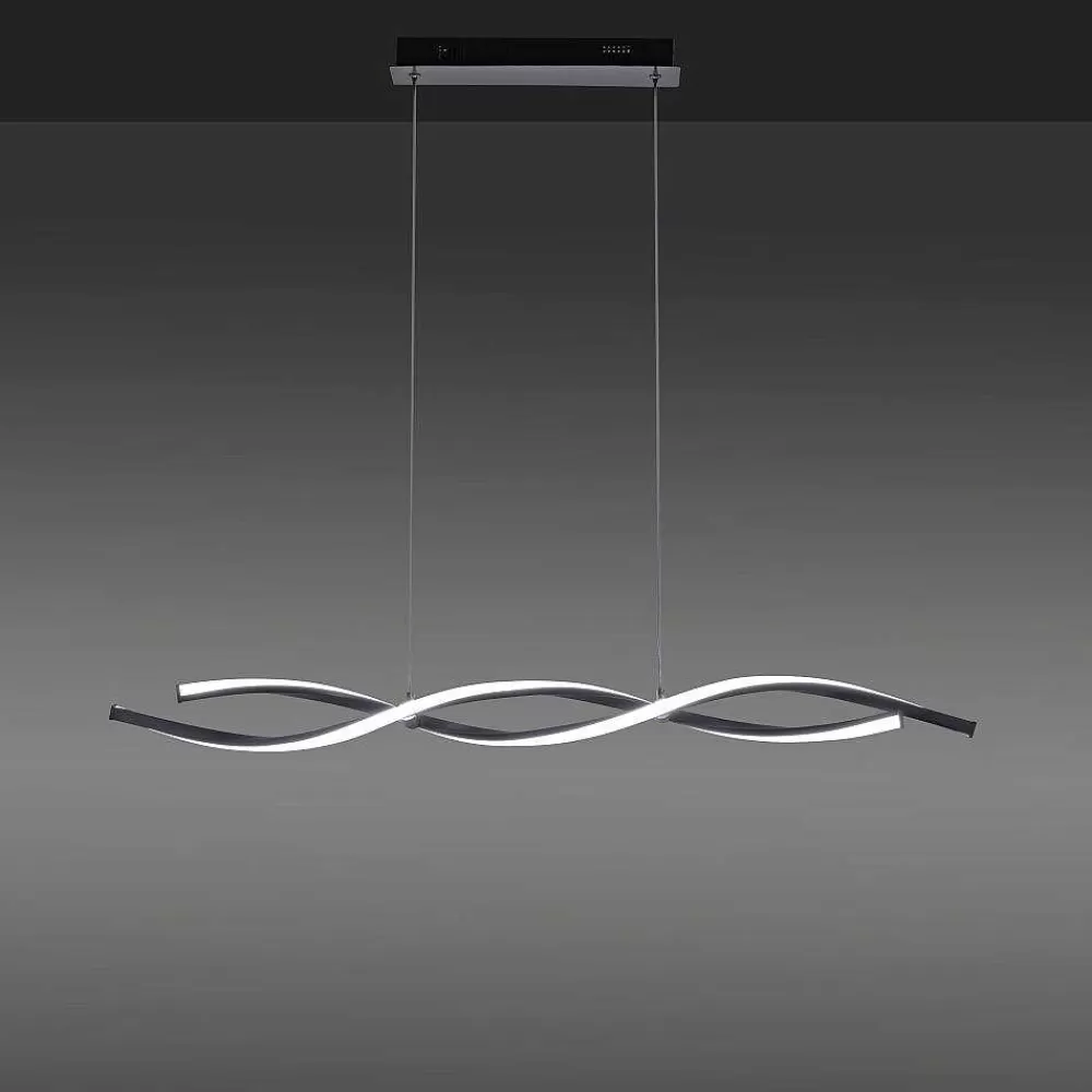 Luminaires Leuchten Direkt Suspension Leuchten-Direkt Lolasmart-Swing Led Acier Brosse, 2 Lumieres, Telecommandes, Changeur De Couleurs