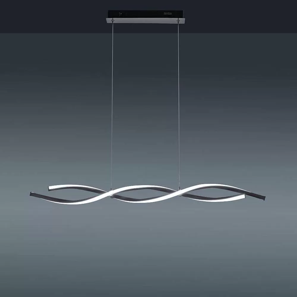 Luminaires Leuchten Direkt Suspension Leuchten-Direkt Lolasmart-Swing Led Acier Brosse, 2 Lumieres, Telecommandes, Changeur De Couleurs
