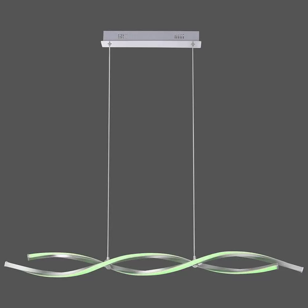 Luminaires Leuchten Direkt Suspension Leuchten-Direkt Lolasmart-Swing Led Acier Brosse, 2 Lumieres, Telecommandes, Changeur De Couleurs