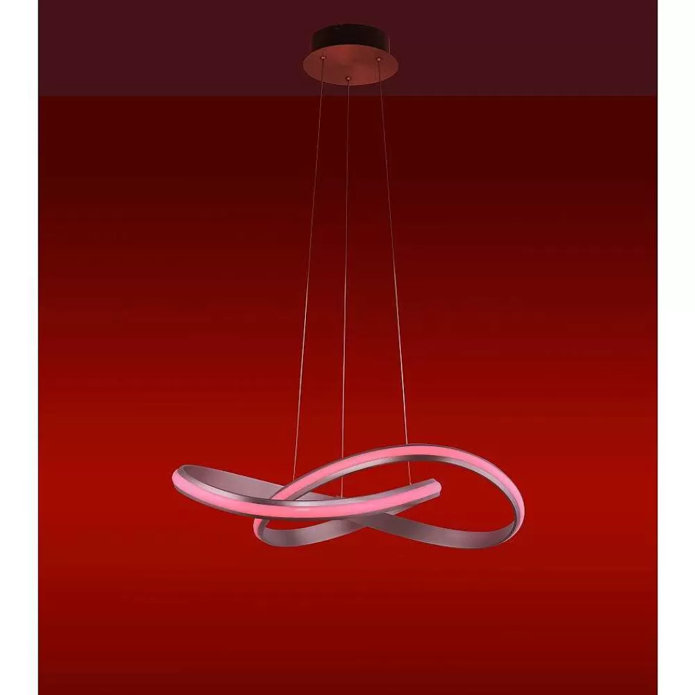 Luminaires Leuchten Direkt Suspension Leuchten-Direkt Ls-Melinda Led Acier Inoxydable, 1 Lumiere, Telecommandes, Changeur De Couleurs