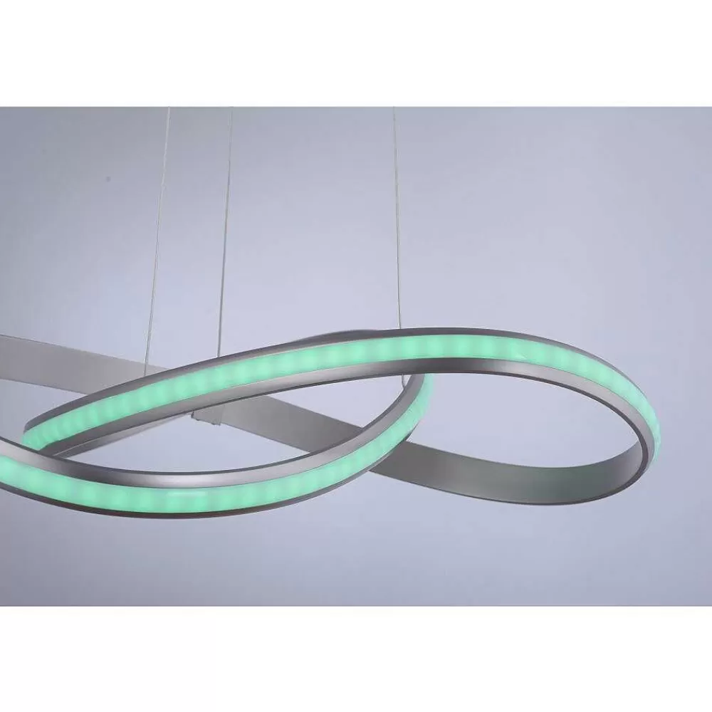 Luminaires Leuchten Direkt Suspension Leuchten-Direkt Ls-Melinda Led Acier Inoxydable, 1 Lumiere, Telecommandes, Changeur De Couleurs
