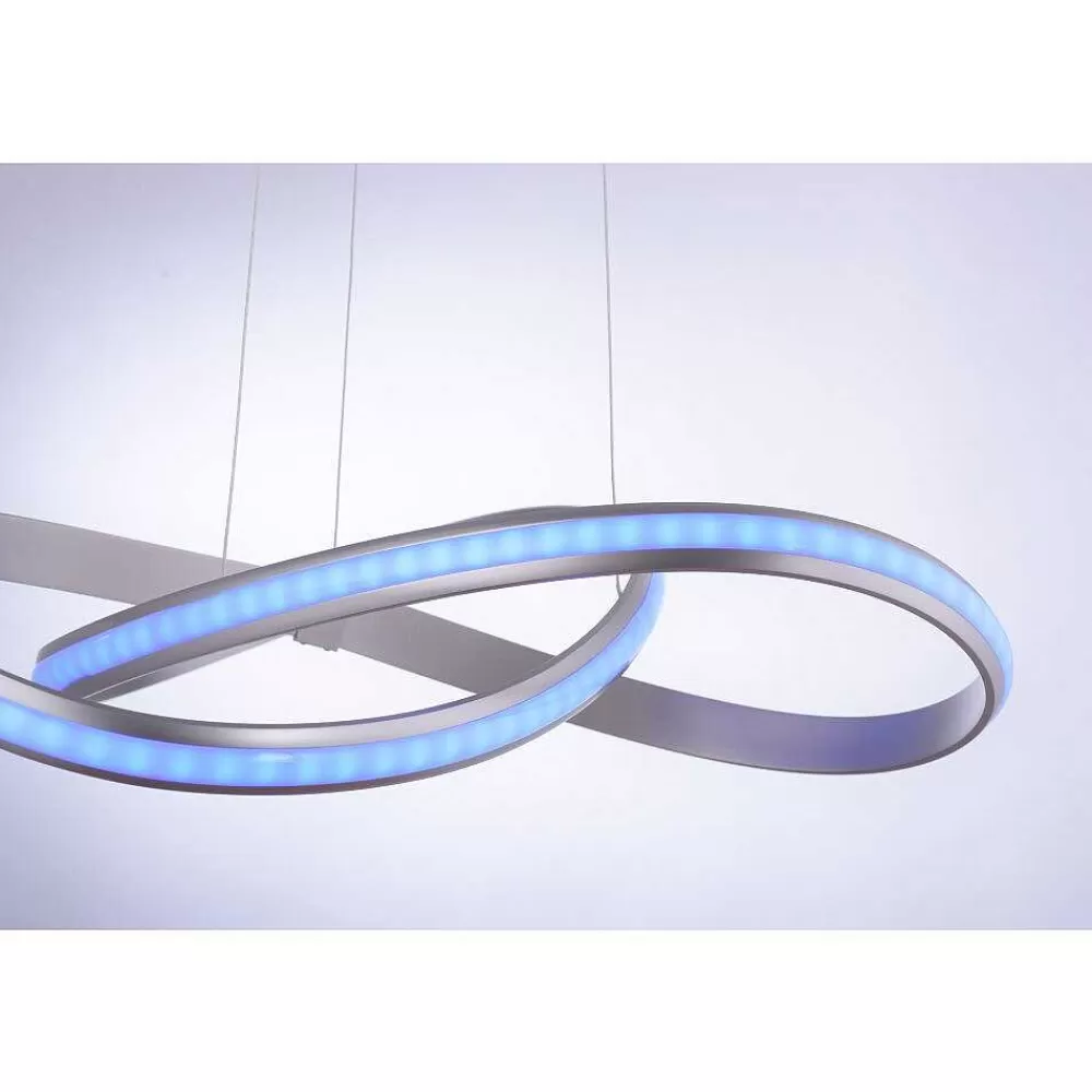 Luminaires Leuchten Direkt Suspension Leuchten-Direkt Ls-Melinda Led Acier Inoxydable, 1 Lumiere, Telecommandes, Changeur De Couleurs