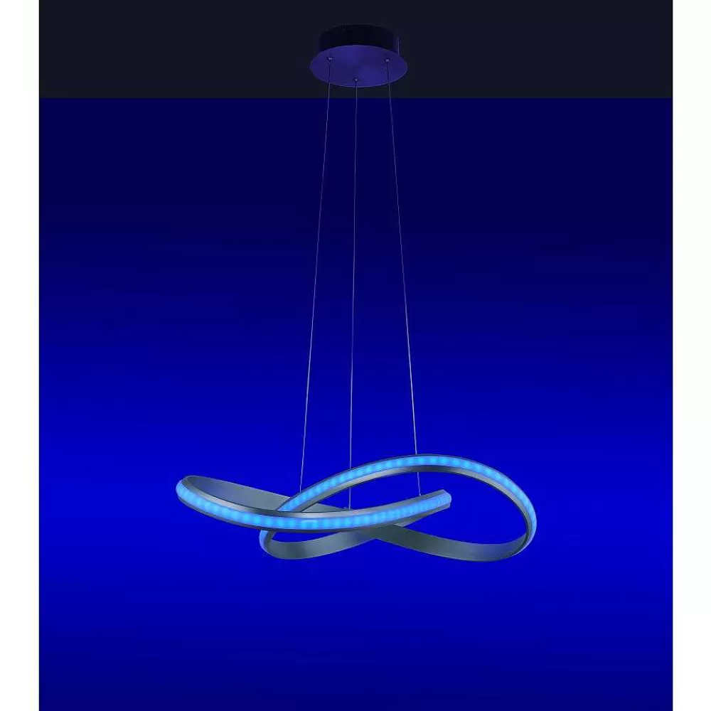 Luminaires Leuchten Direkt Suspension Leuchten-Direkt Ls-Melinda Led Acier Inoxydable, 1 Lumiere, Telecommandes, Changeur De Couleurs