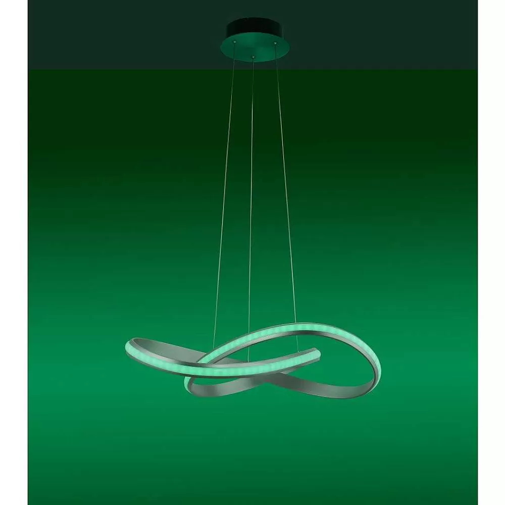 Luminaires Leuchten Direkt Suspension Leuchten-Direkt Ls-Melinda Led Acier Inoxydable, 1 Lumiere, Telecommandes, Changeur De Couleurs