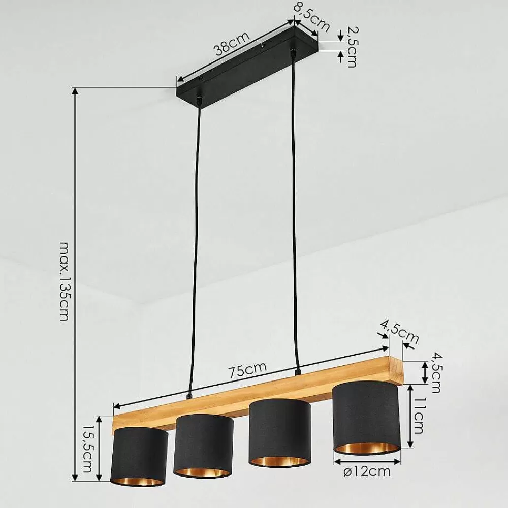 hofstein Suspension Malimea Ecru, Noir, 4 Lumieres