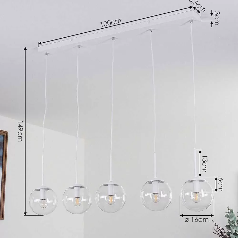 hofstein Suspension Mesas Blanc, 5 Lumieres