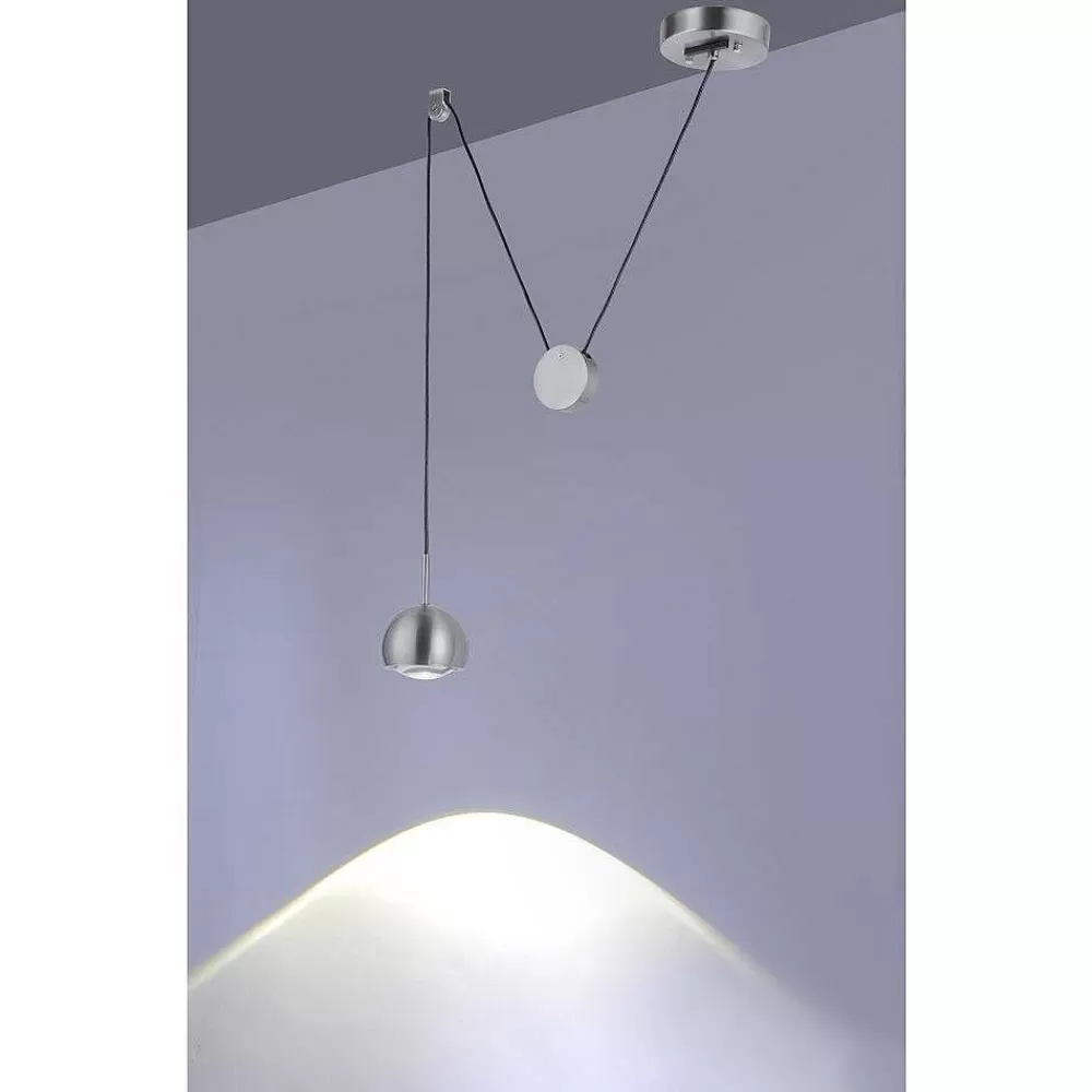 Paul Neuhaus Q-Serie Suspension Paul Neuhaus Q-Adam Led Acier Inoxydable, 1 Lumiere, Telecommandes, Changeur De Couleurs