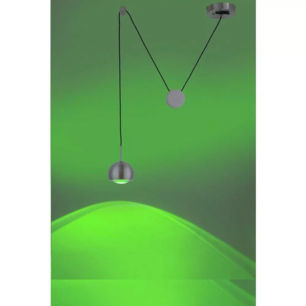 Paul Neuhaus Q-Serie Suspension Paul Neuhaus Q-Adam Led Acier Inoxydable, 1 Lumiere, Telecommandes, Changeur De Couleurs