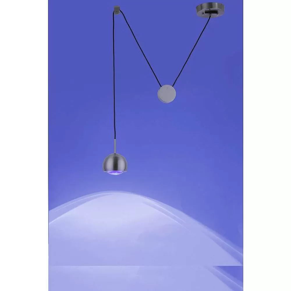 Paul Neuhaus Q-Serie Suspension Paul Neuhaus Q-Adam Led Acier Inoxydable, 1 Lumiere, Telecommandes, Changeur De Couleurs