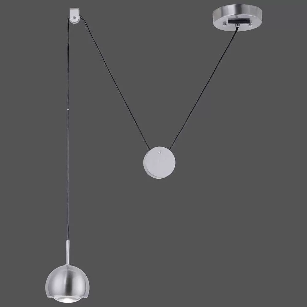 Paul Neuhaus Q-Serie Suspension Paul Neuhaus Q-Adam Led Acier Inoxydable, 1 Lumiere, Telecommandes, Changeur De Couleurs